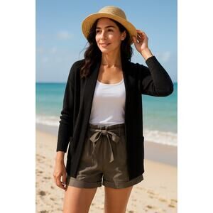 Orange Creek Women's Linen Blend Belted Paper Bag Shorts Size L Dark Mocha NWT